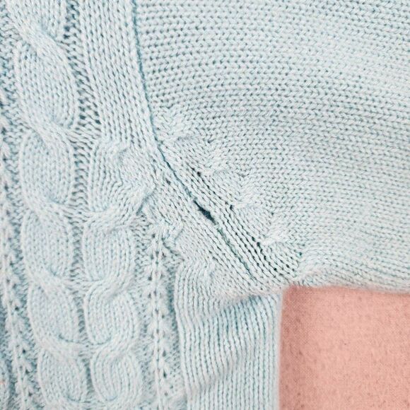 VINTAGE 70s Hand Loomed Acrylic Cable Knit Sweater Size Small S Blue - Picture 4 of 7